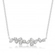 14K White Gold Round and Baguette Diamond Sprinkle Necklace